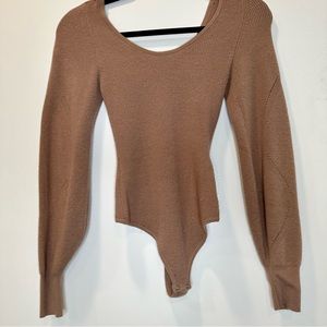 Abercrombie and Fitch knit body suit beige mauve XS